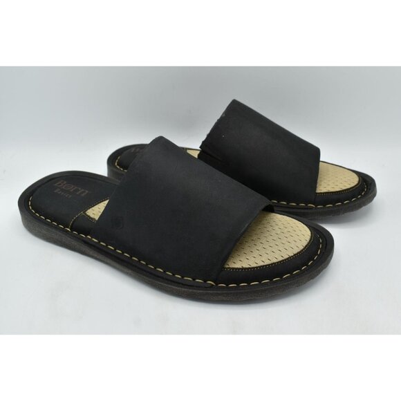 Born Mens Size 8 Leeward Black Full Grain Leather Slip On Slide‎ Sandals Shoes main image 4